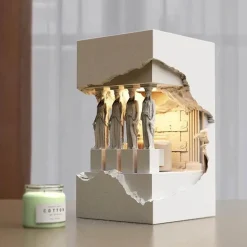 Antike Gips-Nachtlampe - Vintage Dekorative Beleuchtung