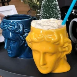 Antike griechische Kopftasse - Keramik Kaffeetasse