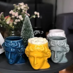 Antike griechische Kopftasse - Keramik Kaffeetasse