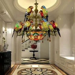 Antike Papageien-Kronleuchterlampe - Vintage-Beleuchtungskörper