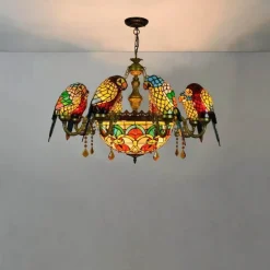 Antike Papageien-Kronleuchterlampe - Vintage-Beleuchtungskörper