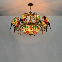 Antike Papageien-Kronleuchterlampe - Vintage-Beleuchtungskörper