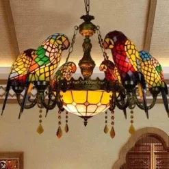 Antike Papageien-Kronleuchterlampe - Vintage-Beleuchtungskörper