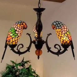 Antike Papageien-Kronleuchterlampe - Vintage-Beleuchtungskörper