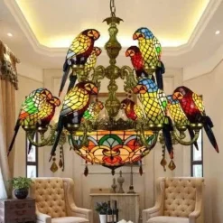 Antike Papageien-Kronleuchterlampe - Vintage-Beleuchtungskörper