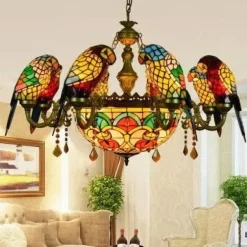 Antike Papageien-Kronleuchterlampe - Vintage-Beleuchtungskörper