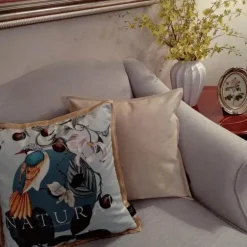 Antiker Samtkissenbezug - Chinesisches Regenwald-Kunstdekor