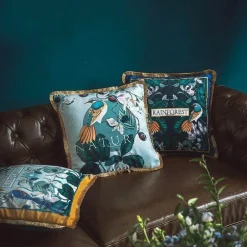 Antiker Samtkissenbezug - Chinesisches Regenwald-Kunstdekor