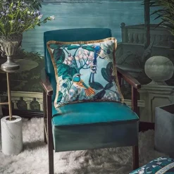 Antiker Samtkissenbezug - Chinesisches Regenwald-Kunstdekor