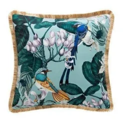 Antiker Samtkissenbezug - Chinesisches Regenwald-Kunstdekor