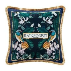 Antiker Samtkissenbezug - Chinesisches Regenwald-Kunstdekor