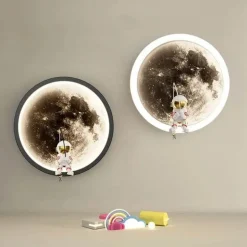 Astronauten-Mond-Wandleuchte – Weltraum-Dekor