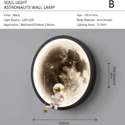 Astronauten-Mond-Wandleuchte – Weltraum-Dekor