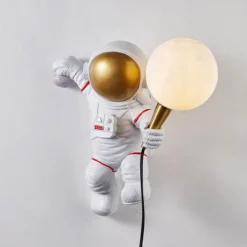 Astronauten-Tischlampe – Weltraumdekor aus Kunstharz