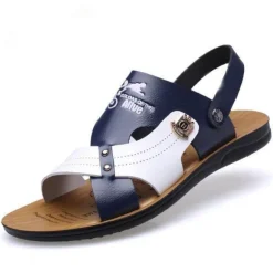 Atmungsaktive Strandpantoffeln aus Leder – modische Sommerschuhe für Herren