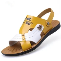 Atmungsaktive Strandpantoffeln aus Leder – modische Sommerschuhe für Herren