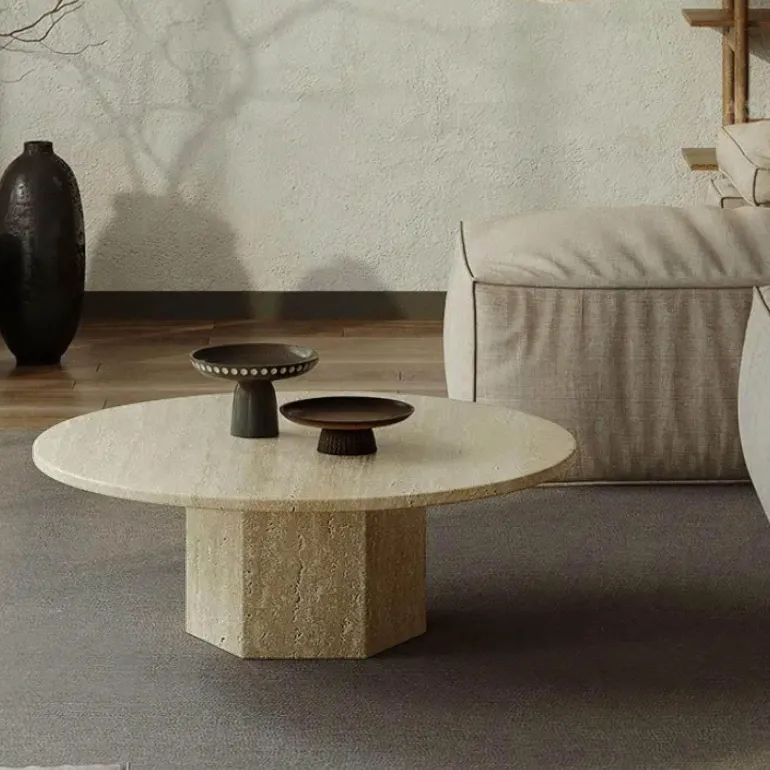 Audrey Travertin Couchtisch - Elegantes Design