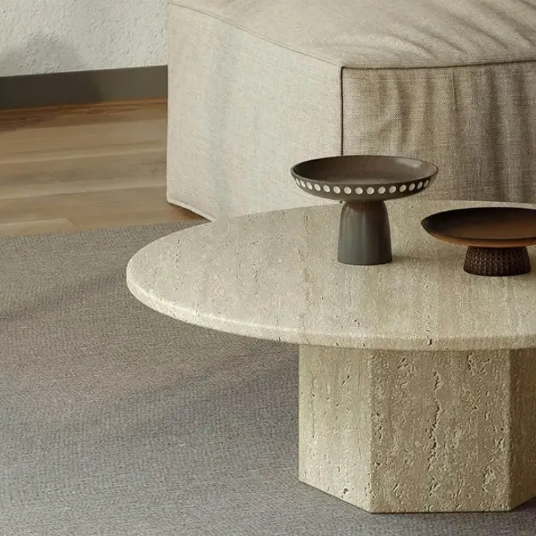 Audrey Travertin Couchtisch - Elegantes Design