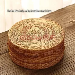 Aufbewahrungsbox aus Rattan – dekorativer Küchen-Organizerkorb mit Deckel