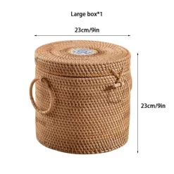 Aufbewahrungsbox aus Rattan – dekorativer Küchen-Organizerkorb mit Deckel
