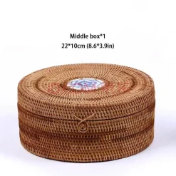 Aufbewahrungsbox aus Rattan – dekorativer Küchen-Organizerkorb mit Deckel