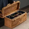 Aufbewahrungsbox aus Rattan – tragbarer Picknickkorb, Tee-Organizer