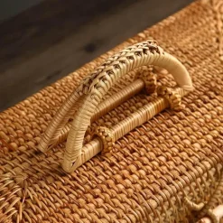 Aufbewahrungsbox aus Rattan – tragbarer Picknickkorb, Tee-Organizer