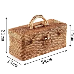 Aufbewahrungsbox aus Rattan – tragbarer Picknickkorb, Tee-Organizer