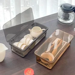 Aufbewahrungsbox für Teeservice – Organizer-Etui mit Deckel und Löffel