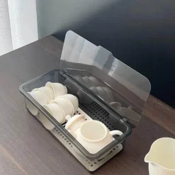 Aufbewahrungsbox für Teeservice – Organizer-Etui mit Deckel und Löffel