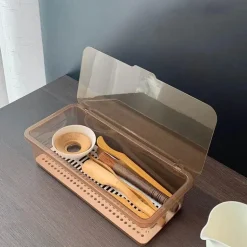 Aufbewahrungsbox für Teeservice – Organizer-Etui mit Deckel und Löffel