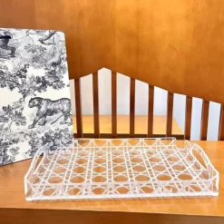 Aufbewahrungstablett aus Rattan – Eleganter Küchen-Organizer aus Acryl