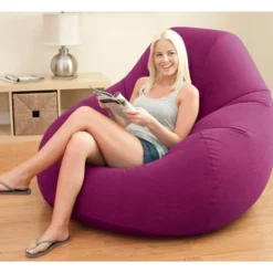 Aufblasbarer Loungesessel – Beflocktes Lazy Sofa mit Fußpumpe