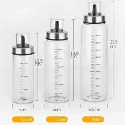 Auslaufsichere Gewürzflaschen aus Glas – Küchenaufbewahrungsset 150 ml 300 ml 450 ml