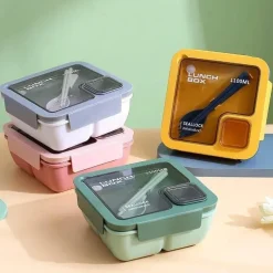 Auslaufsicheres Bento-Box-Set – Mikrowellengeeigneter Lebensmittelbehälter mit Geschirr