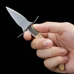 Austernmesser - Austernöffner aus Edelstahl mit Holzgriff und Lederetui