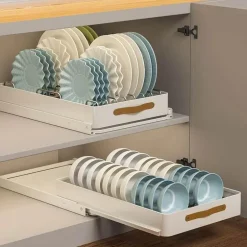 Ausziehbarer Küchen-Organizer aus Edelstahl – Aufbewahrungslösung mit Schiebeschränken