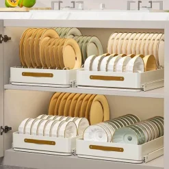 Ausziehbarer Küchen-Organizer aus Edelstahl – Aufbewahrungslösung mit Schiebeschränken