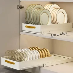 Ausziehbarer Küchen-Organizer aus Edelstahl – Aufbewahrungslösung mit Schiebeschränken