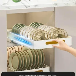 Ausziehbarer Küchen-Organizer aus Edelstahl – Aufbewahrungslösung mit Schiebeschränken