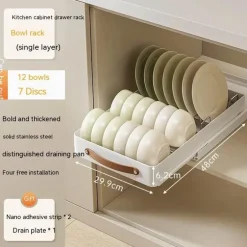 Ausziehbarer Küchen-Organizer aus Edelstahl – Aufbewahrungslösung mit Schiebeschränken