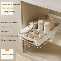 Ausziehbarer Küchen-Organizer aus Edelstahl – Aufbewahrungslösung mit Schiebeschränken