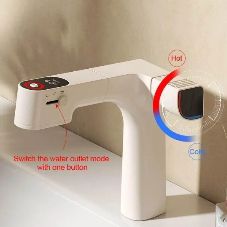 Ausziehbarer Wasserfilter LED-Temperaturregler-Wasserhahn