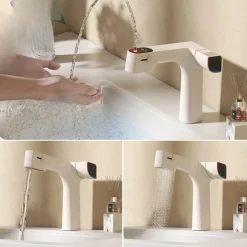 Ausziehbarer Wasserfilter LED-Temperaturregler-Wasserhahn