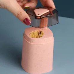 Automatischer Zahnstocherspender – Umweltfreundliche Aufbewahrung aus Weizenstroh für eine bequeme Nutzung