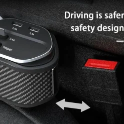 Autositz-Gap-Organizer mit kabellosem Ladegerät und Getränkehalter