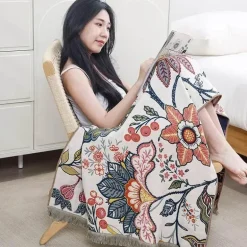 Badetuch mit Boho-Blumenmuster – groß, schnelltrocknend, Baumwolle, 80 x 160 cm