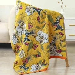 Badetuch mit Boho-Blumenmuster – groß, schnelltrocknend, Baumwolle, 80 x 160 cm