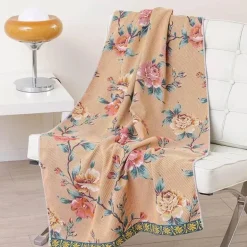 Badetuch mit Boho-Blumenmuster – groß, schnelltrocknend, Baumwolle, 80 x 160 cm