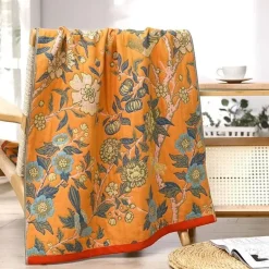 Badetuch mit Boho-Blumenmuster – groß, schnelltrocknend, Baumwolle, 80 x 160 cm